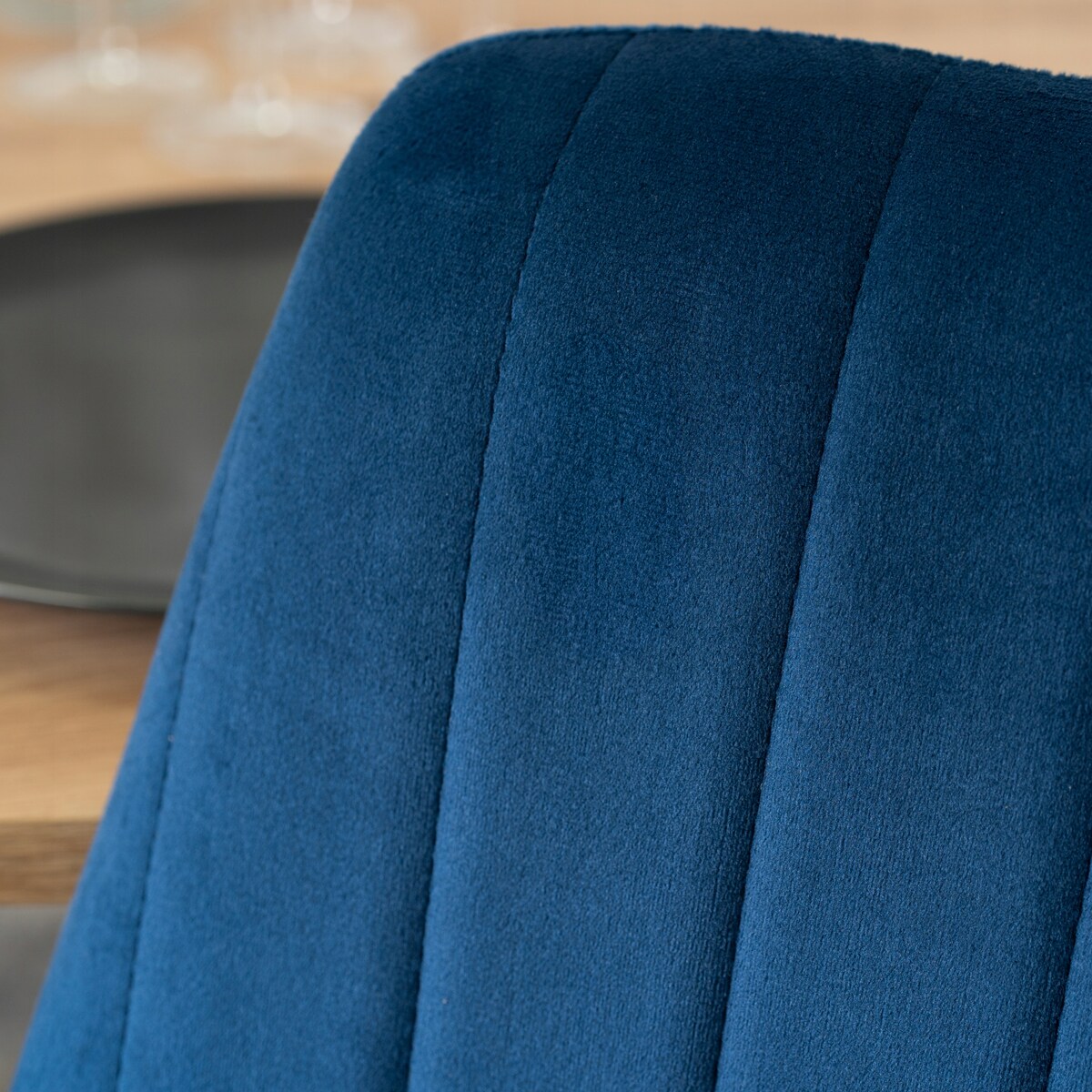 Krzesło Tapicerowane Welurowe Granatowe Kuchenne Do Jadalni Salonu BARI