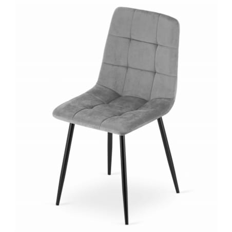Krzesło Do Jadalni Kuchni Salonu Kara - Jasny Szary Aksamit / Nogi Czarne X 3