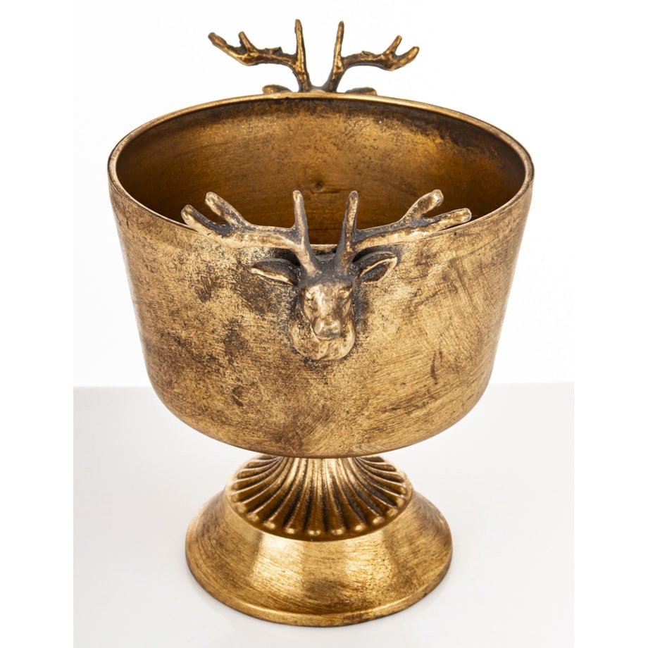 Osłonka metalowa złota 22,5x25x18 cm na podstawce ANTICO small