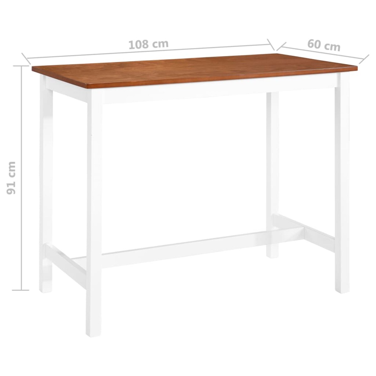 vidaXL Stolik barowy z drewna, 108 x 60 x 91 cm