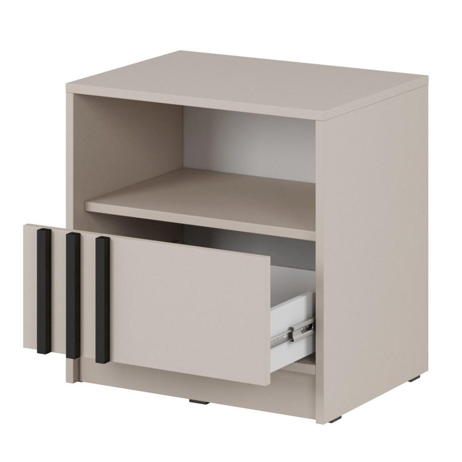 Szafka nocna KELLY z szufladą i półką oraz uchwytem z lameli, Kaszmirowa