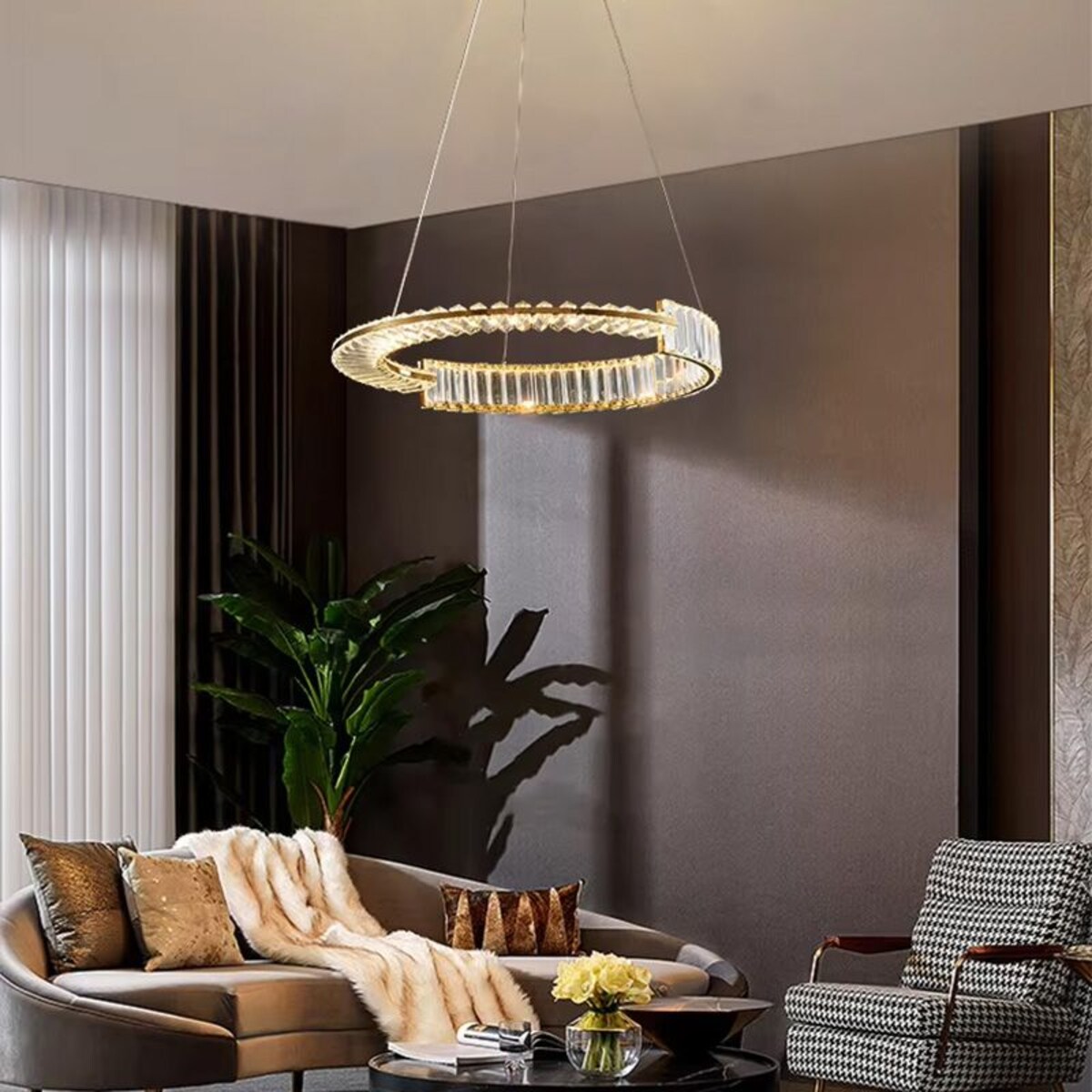 Lampa sufitowa wisząca kryształowa LED APP1526-CP40 GOLD