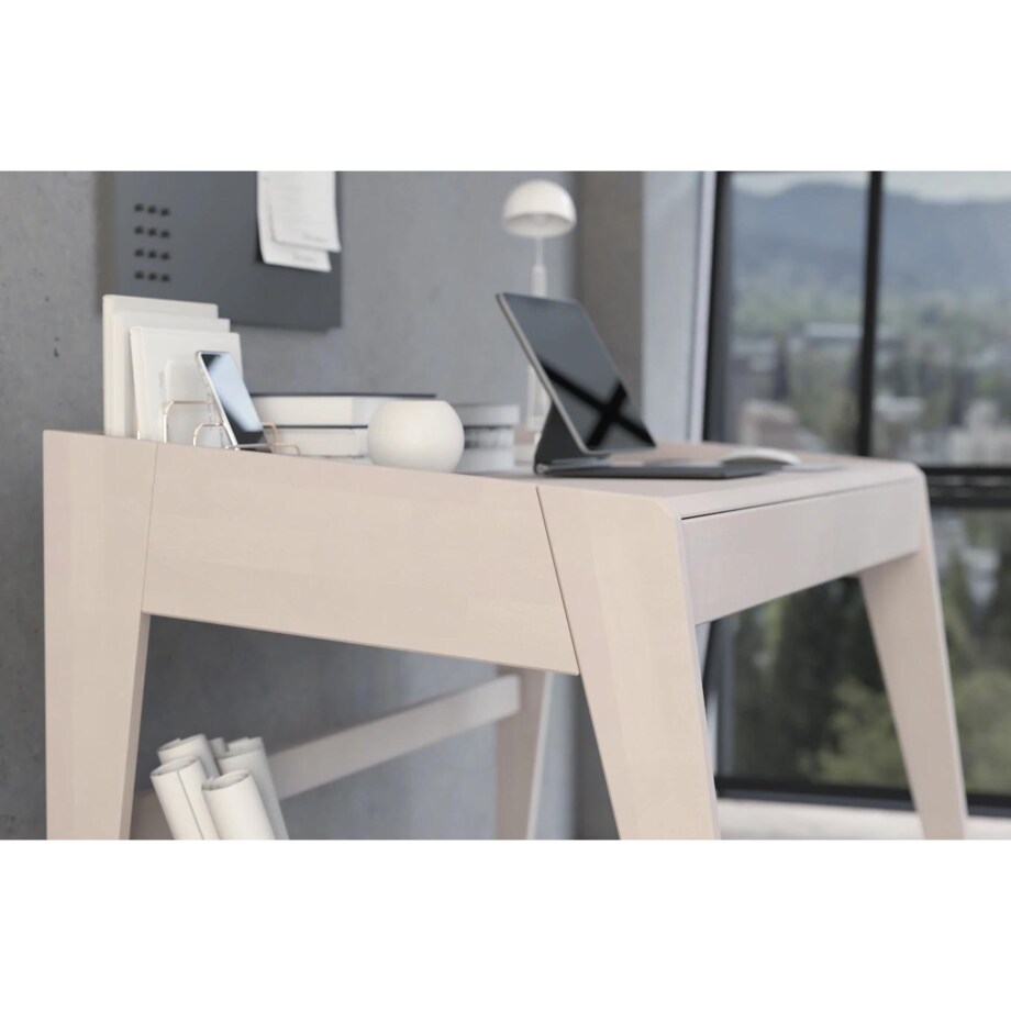Drewniane bukowe biurko / toaletka z szufladami Visby LISA/ kolor biały