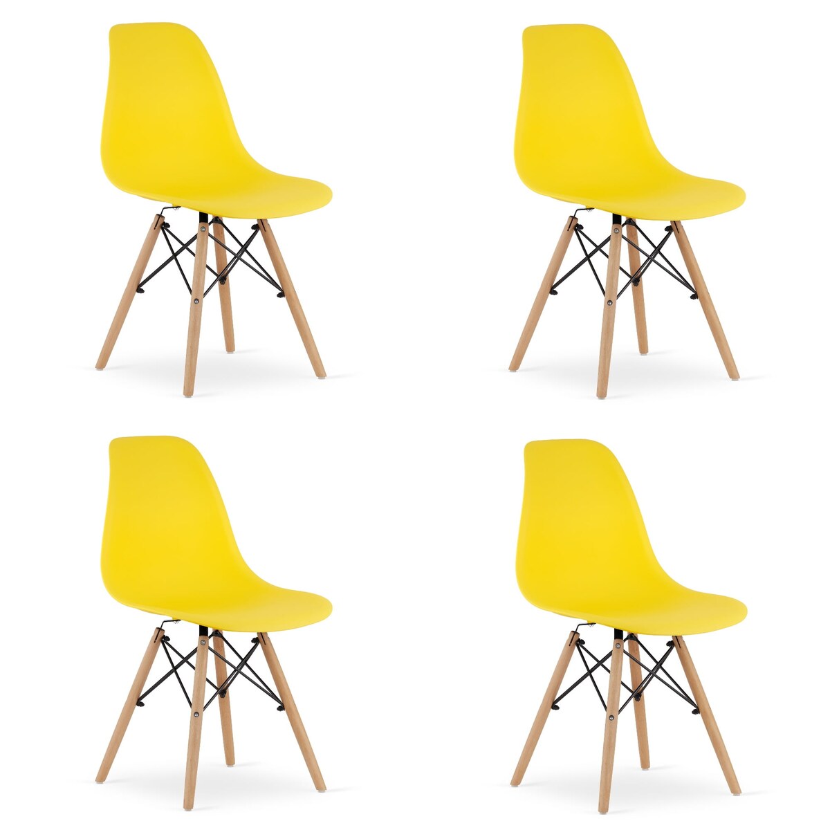Krzesło Do Jadalni Kuchni Salonu Osaka Żółte / Nogi Naturalne X 4