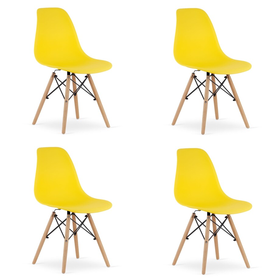 Krzesło Do Jadalni Kuchni Salonu Osaka Żółte / Nogi Naturalne X 4