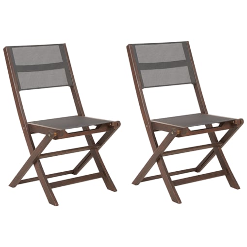Zestaw 2 krzeseł ogrodowych akacjowy ciemne drewno CESANA