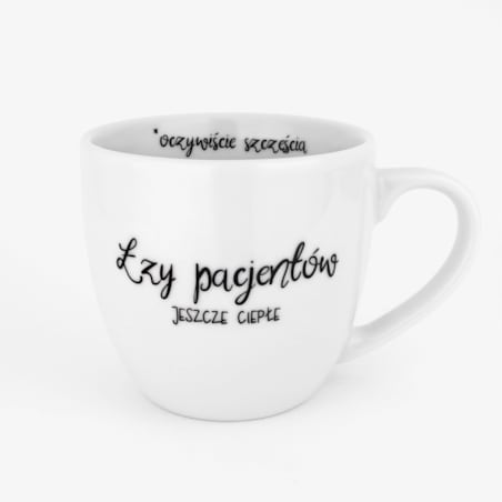 Biały Kubek Porcelanowy 300 ml - Napis Łzy Pacjentów dla Lekarza na Dzień Lekarza