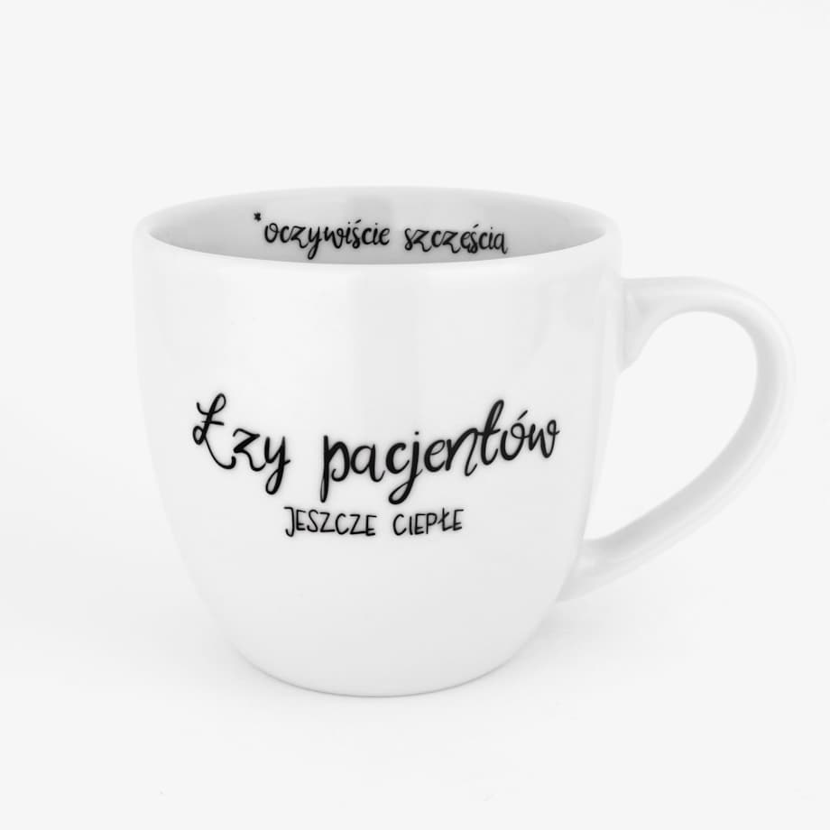 Biały Kubek Porcelanowy 300 ml - Napis Łzy Pacjentów dla Lekarza na Dzień Lekarza