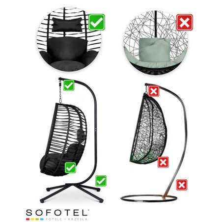 Fotel ogrodowy wiszący huśtawka kosz składany Sofotel Toskana czarny