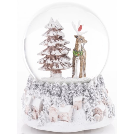 Szklana kula śnieżna z pozytywką 13,5x11x11 cm RENNA NELLA FORESTA