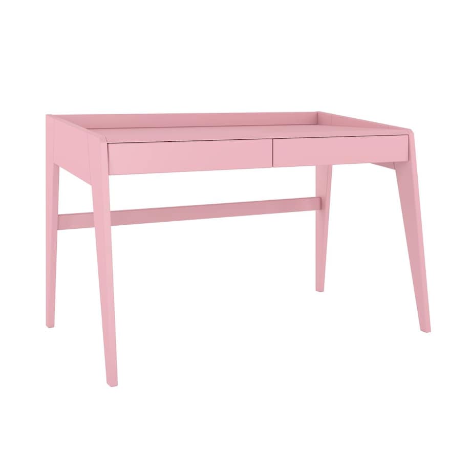 Drewniane bukowe biurko / toaletka z szufladami Visby LISA / kolor pudrowy róż