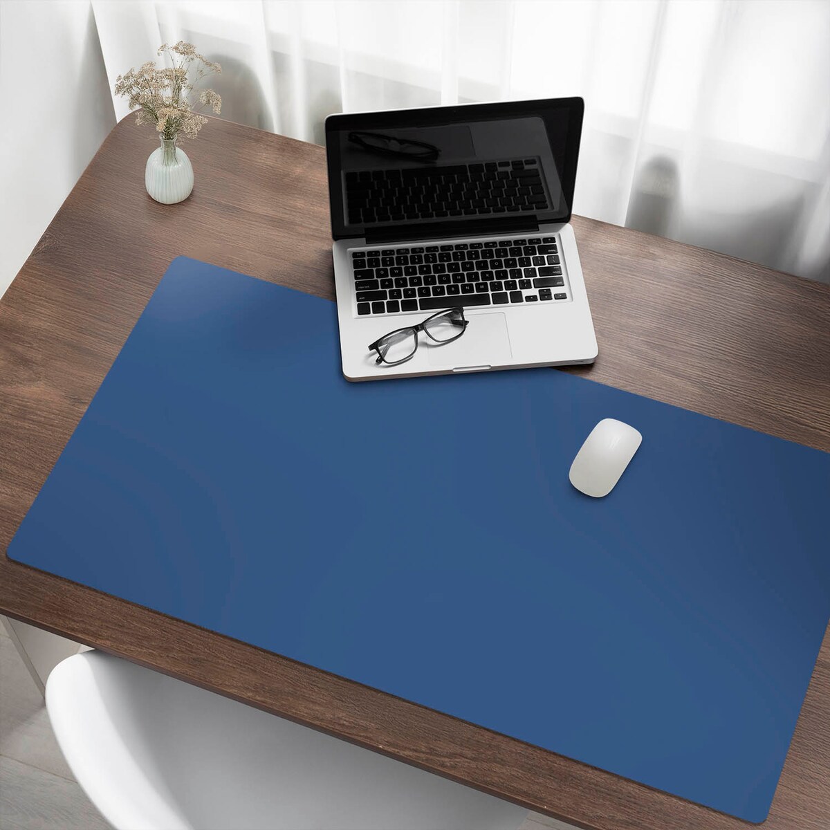 Granatowa mata na biurko Kolor Niebieski, 120x60 cm