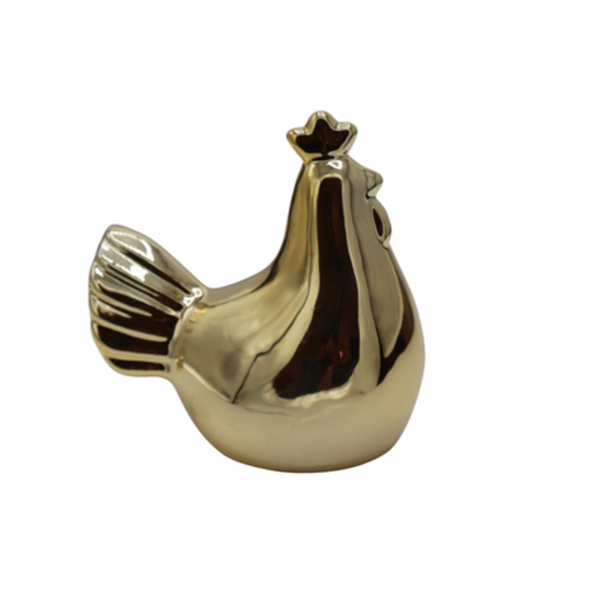 Dekoracja - kura ceramiczna 15,7x14x9 cm GALINA złota