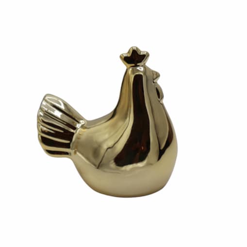 Dekoracja - kura ceramiczna 15,7x14x9 cm GALINA złota