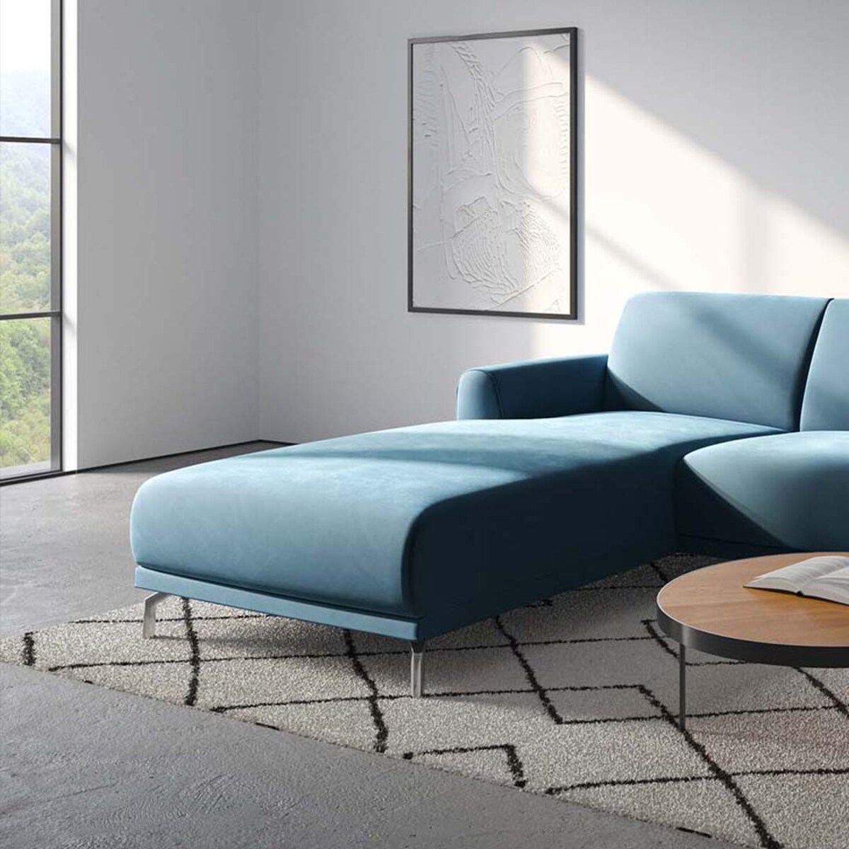 Sofa narożna Puzo - ciemnogranatowa