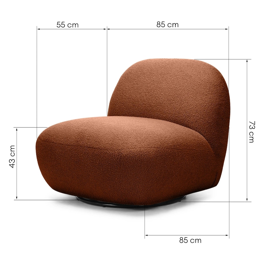 Fotel obrotowy 73x85x85 cm TENNO-3 bouclé miedziany