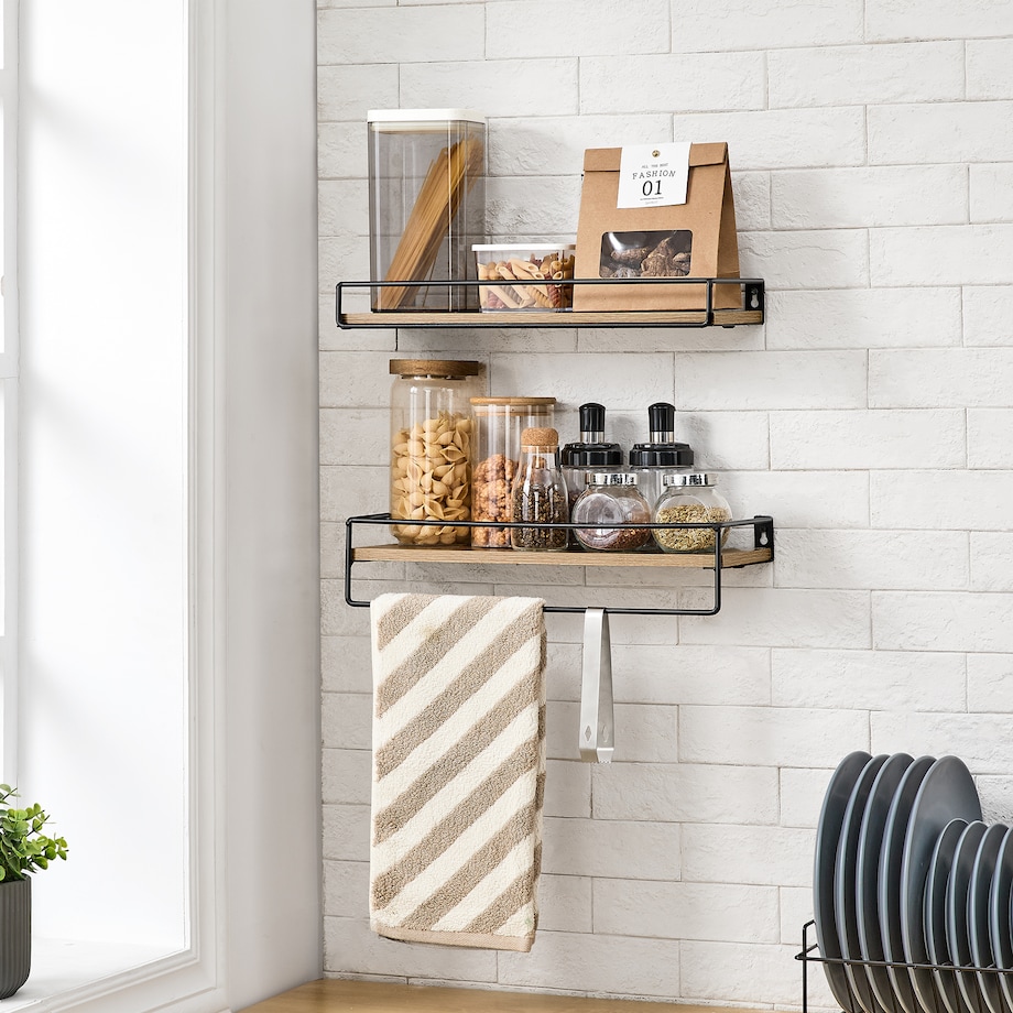 Zestaw 2 Półek do salonu, Sonoma, w stylu nowoczesnym, czarny