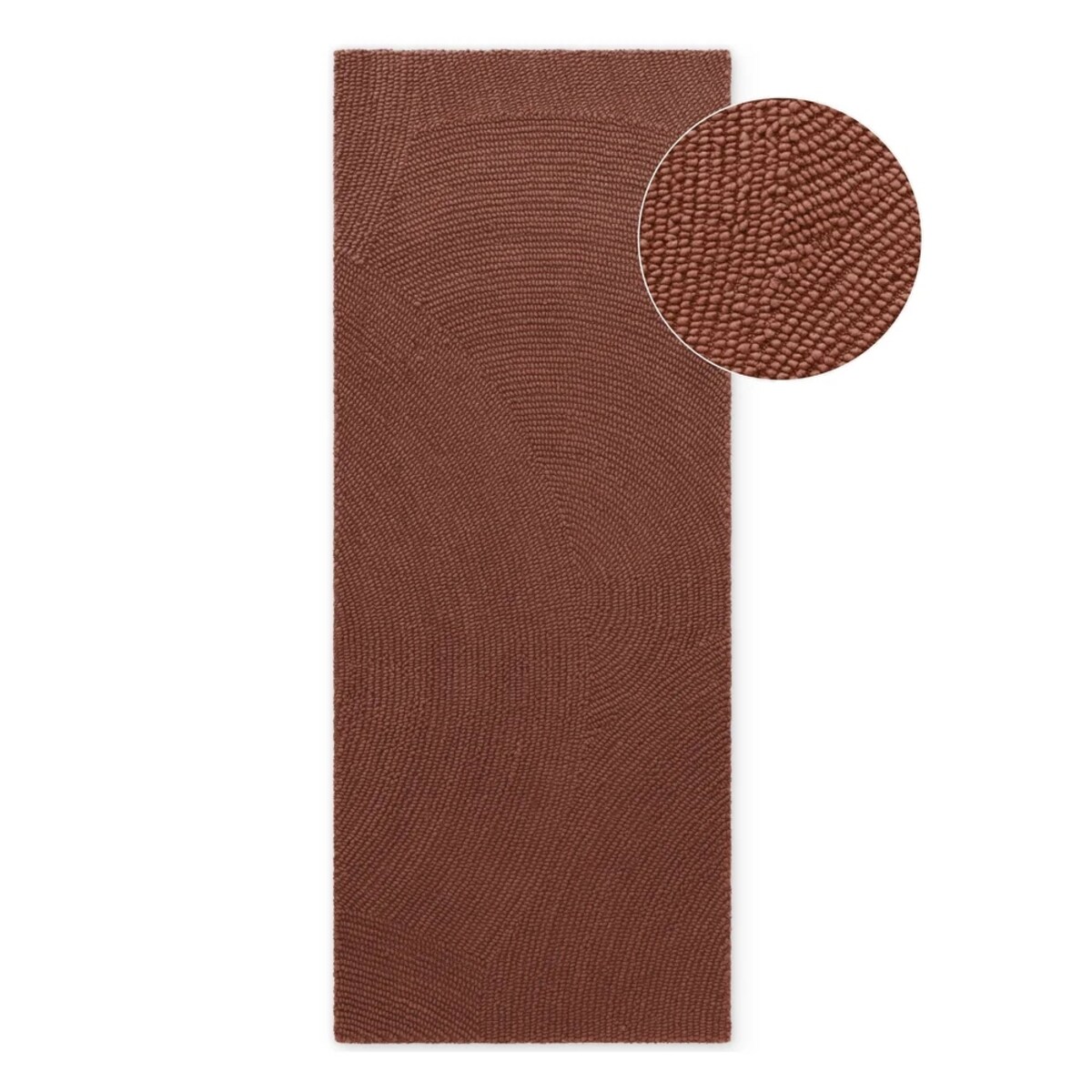 Chodnik wełniany na korytarz 80x200cm,brązowy wzór w półkola, efekt 3d