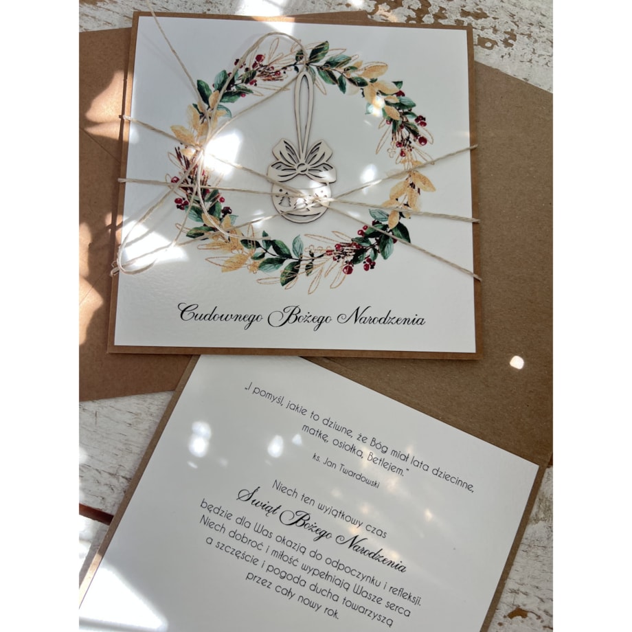 Wyjątkowa ręcznie robiona kartka świąteczna na Boże Narodzenie
