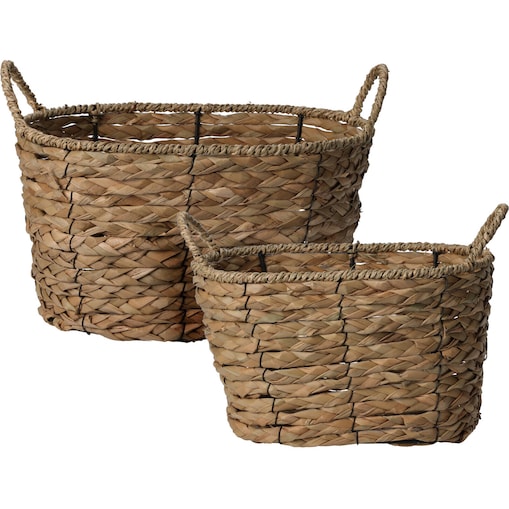 Kosze do przechowywania z uchwytami, plecionka z trawy morskiej, 2 sztuki