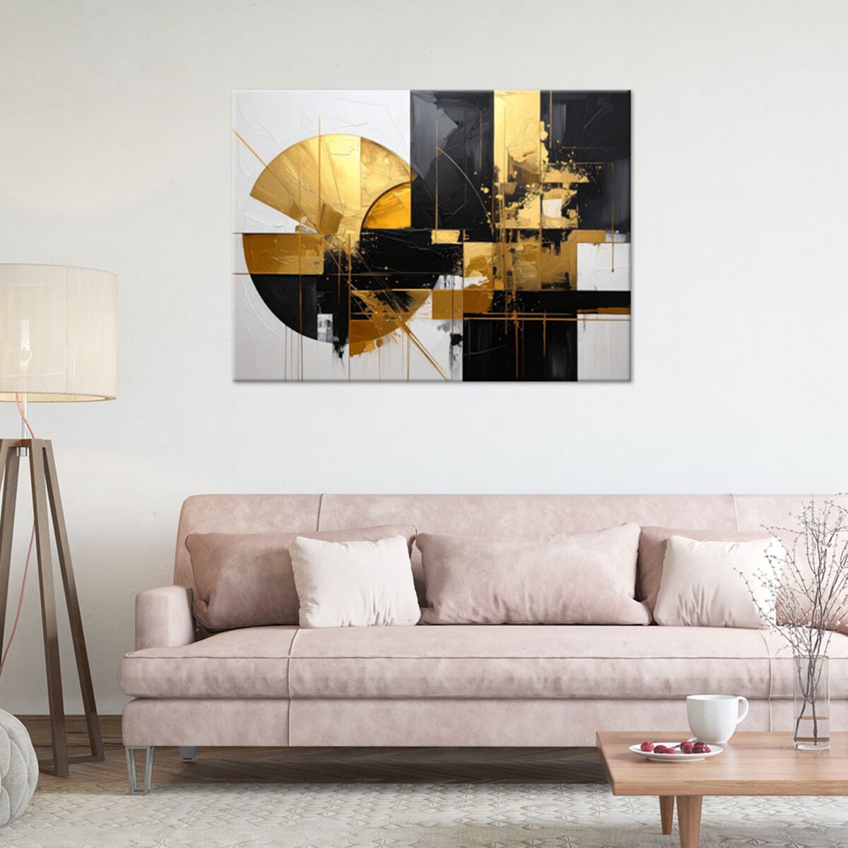 Obraz do salonu sypialni biura, Geometryczna abstrakcja złote akcenty