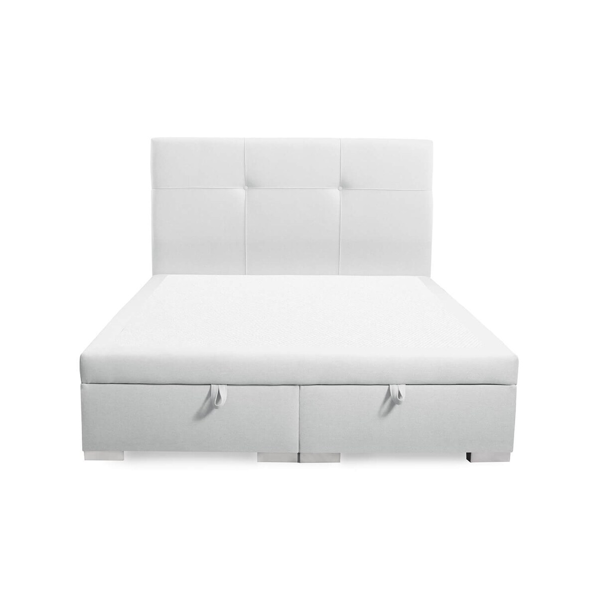 Łóżko tapicerowane BEHATI 200x200 z pojemnikiem, Jasny Szary, tkanina Megan 364