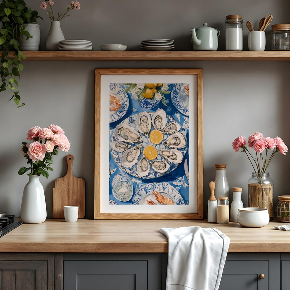 plakat oysters and lemons graphic 50x70