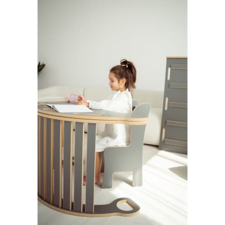 3w1 DUŻY bujak montessori + DUŻA zjeżdżalnia DRABINKA + blat - szary