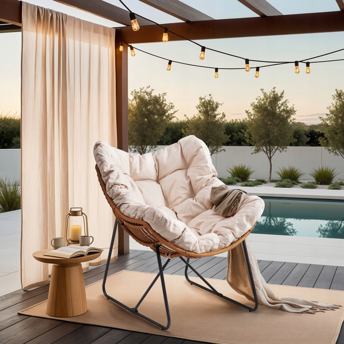 Fotel Ogrodowy Wypoczynkowy Kubełkowy Do Salonu Na Taras Balkon FIN Beż