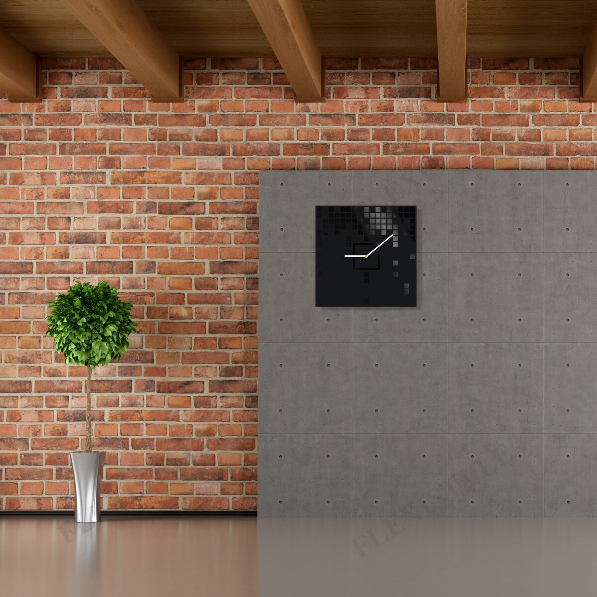 Zegar ścienny duży czarny Harmony do salonu cichy