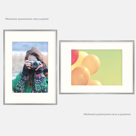 Ramka na zdjęcia z passe partout ramka 70x100 cm z okienkiem passe partout na zdjęcie 50x70 cm kolor srebrny FRAMAI®