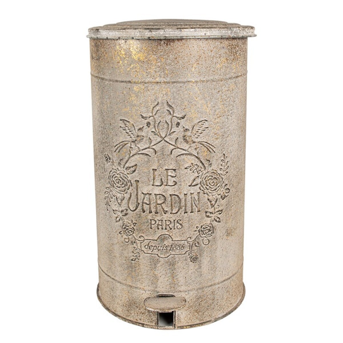 Kosz na śmieci metalowy, postarzany beżowo-złoty Jardin