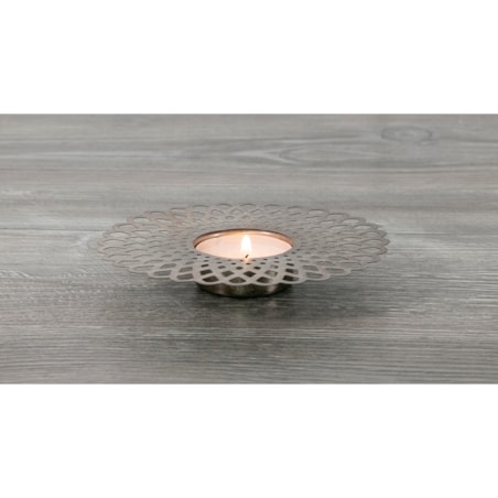 ŚWIECZNIK DORIS tealight SREBRNY śr. 12cm