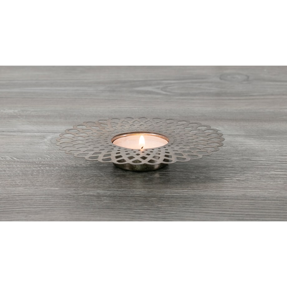 ŚWIECZNIK DORIS tealight SREBRNY śr. 12cm