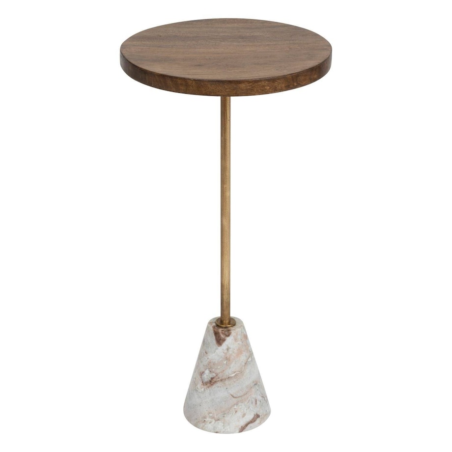 Stolik kawowy marmur i drewno, Ø 35,5 cm