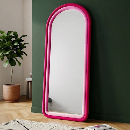 Lustro ścienne Mirroro Cloe, kolor fuksja, płyta MDF i poliester, 60 x 4 x 160 cm, do salonu i przedpokoju, Mauro Ferretti