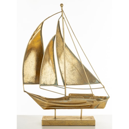 Dekoracja - złota żaglówka 45x33x8 cm KURUN-2 z 3 żaglami