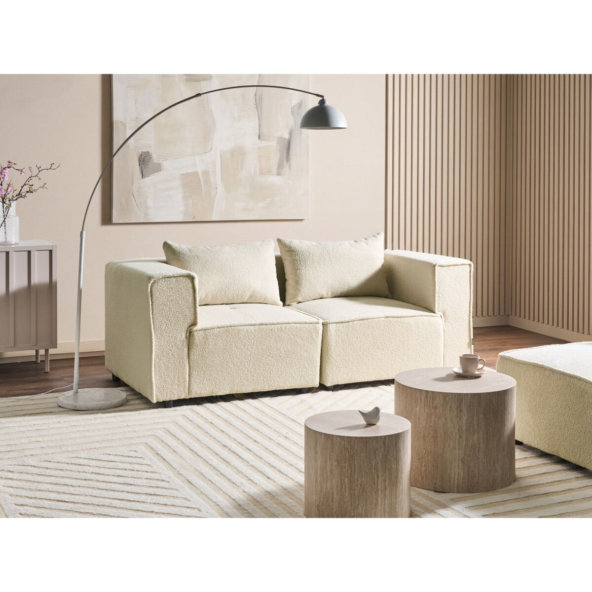 Sofa modułowa dla 2 osób AXEBO Boucle Złamana biel
