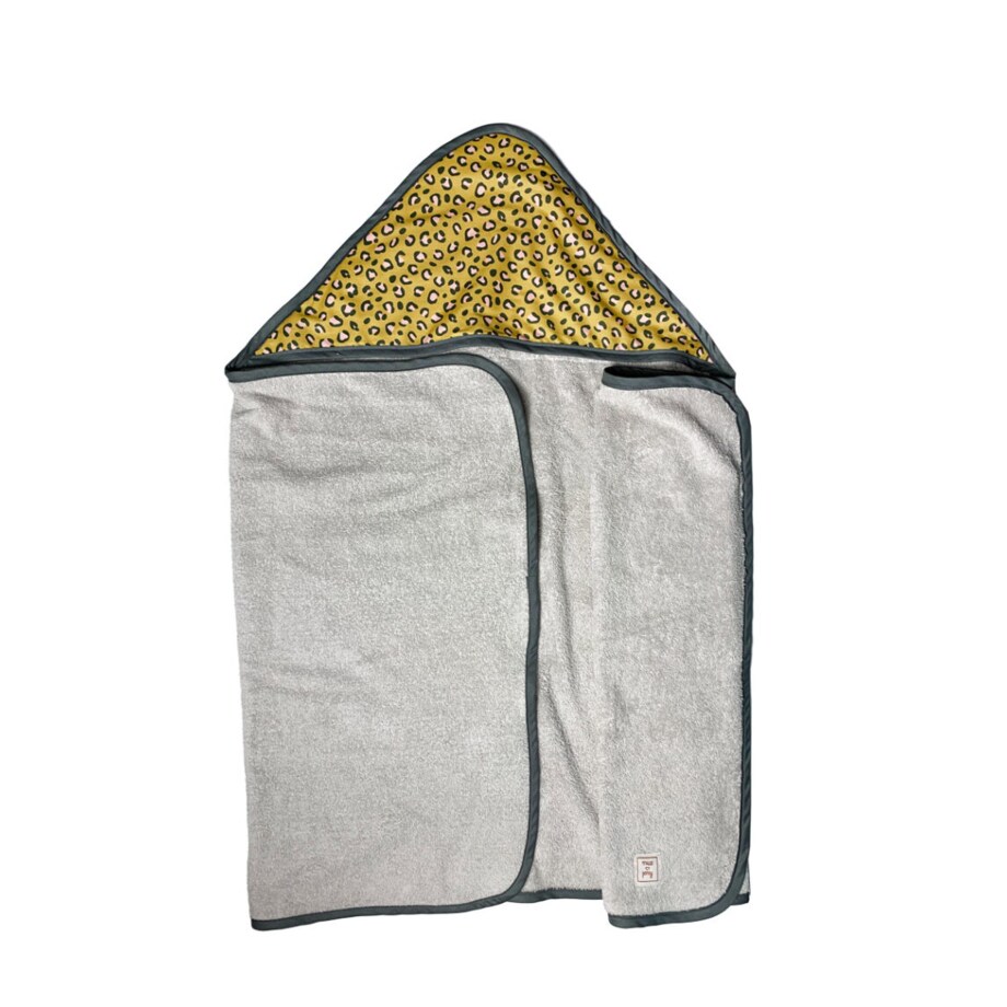 Leopard - duży ręcznik kąpielowy z kapturem yellow