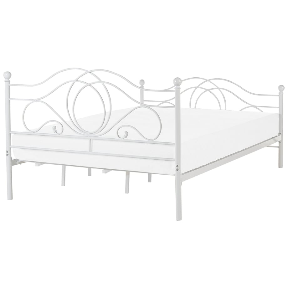 Łóżko metalowe 180 x 200 cm białe LYRA