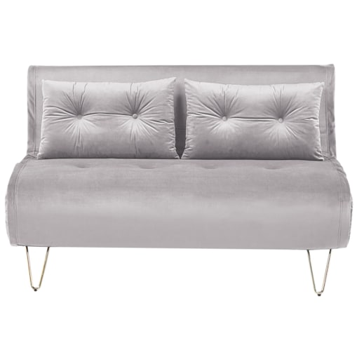 Sofa welurowa rozkładana 2-osobowa szara VESTFOLD