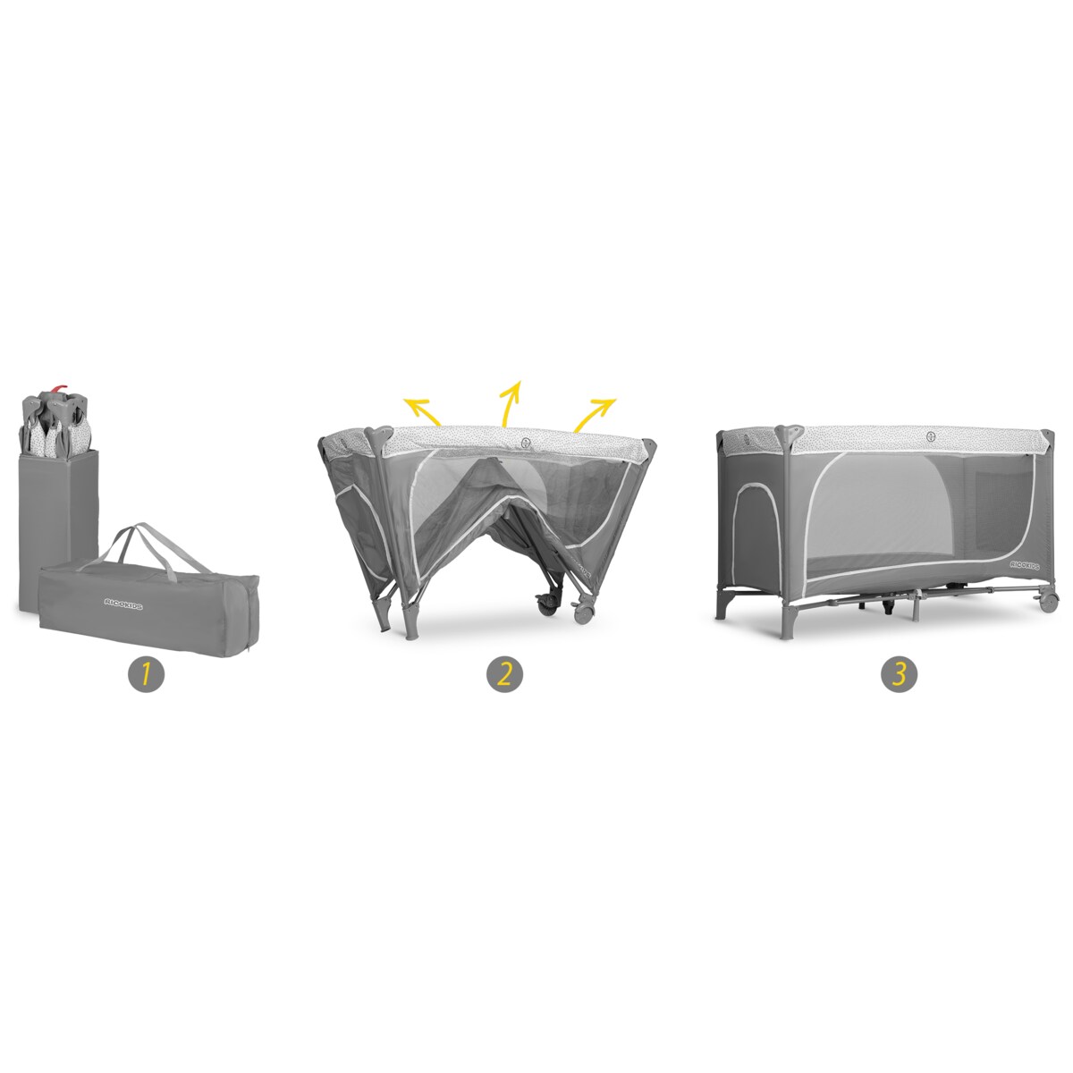 Łóżeczko turystyczne dla dziecka składane podróżne kojec Ricokids + materac + torba