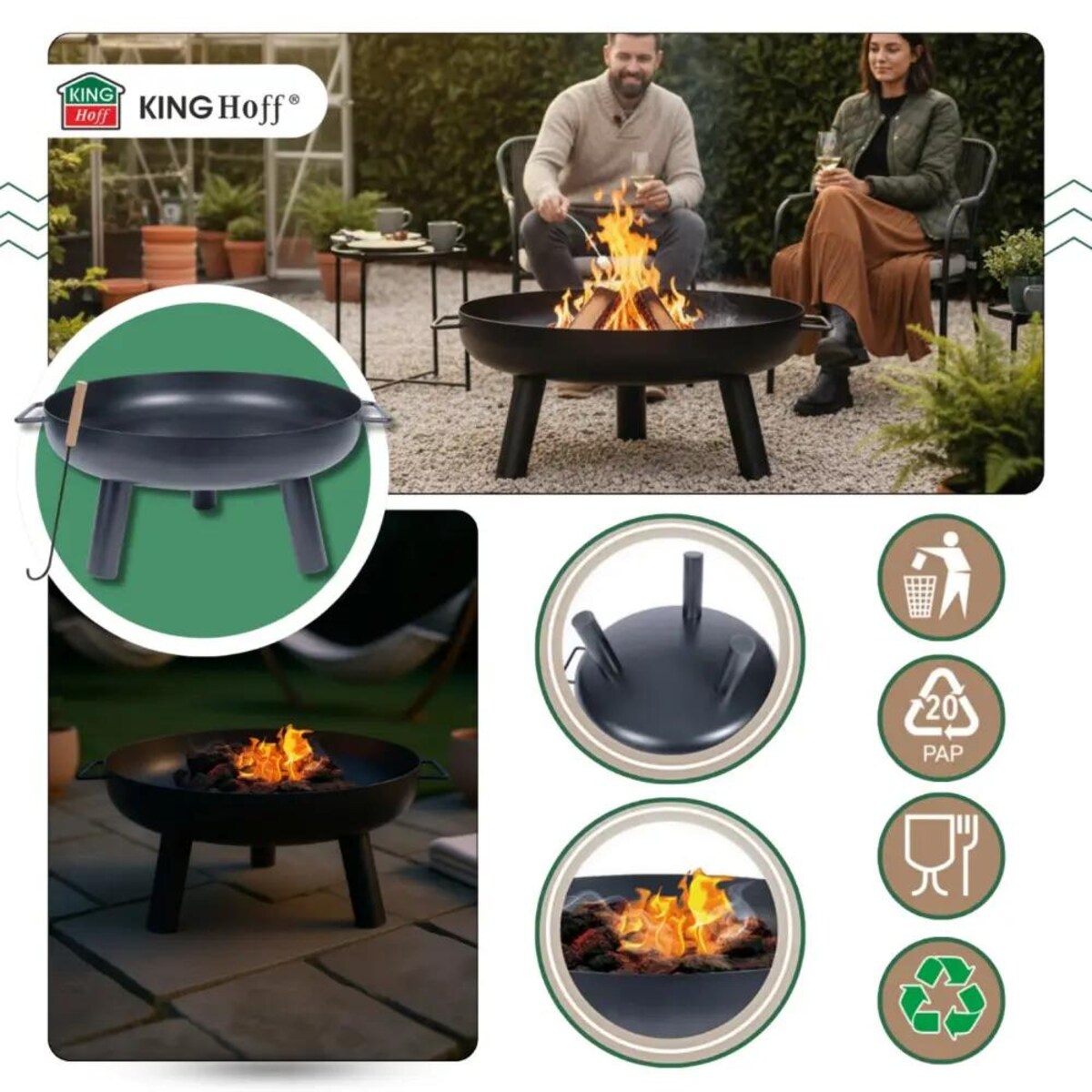 Palenisko ogrodowe, duże, 60cm, grill, ognisko, KINGHOFF