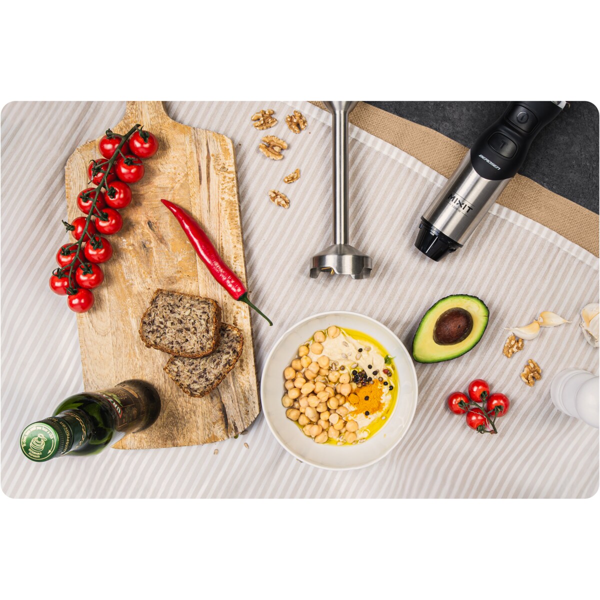 Blender ręczny 1500W czarny Berdsen tytanowe ostrza wielofunkcyjny 5w1