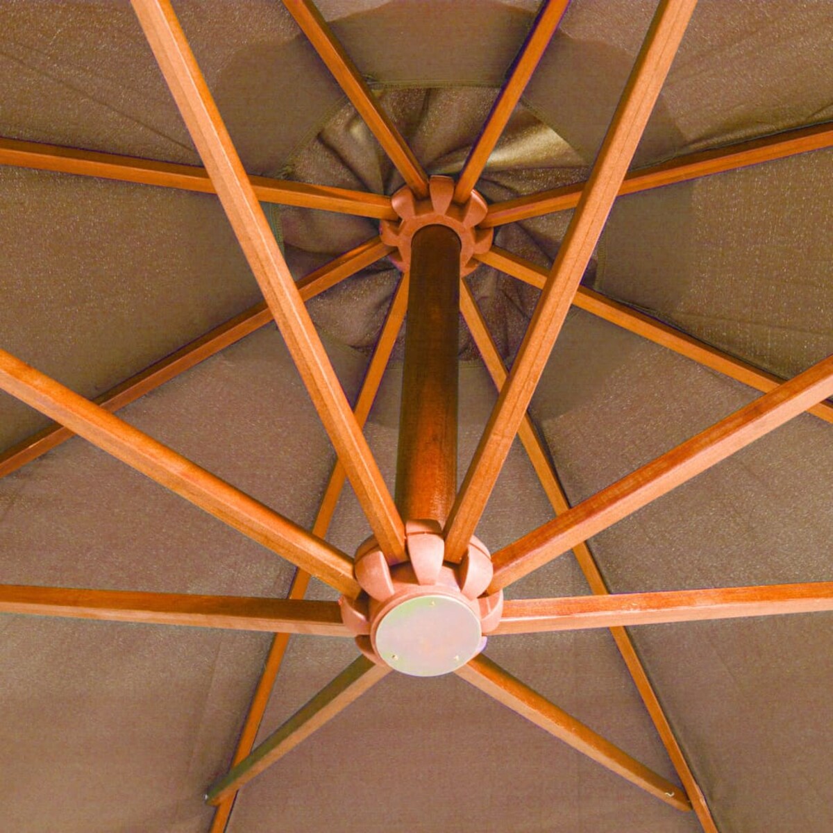 vidaXL Parasol ogrodowy wiszący, jodłowy słupek, taupe, 3,5x2,9 m