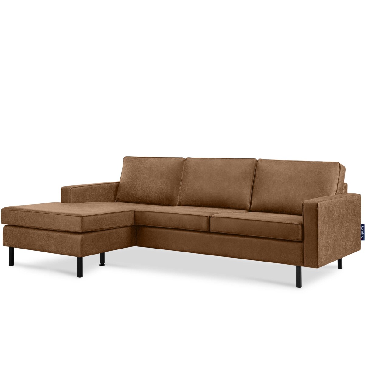 KONSIMO INVIA Narożnik w stylu loft lewy z otomaną ciemny szary brązowy