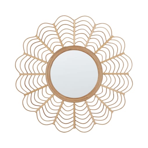 Bambusowe okrągłe lustro ścienne słońce ⌀ 60 cm naturalne TUMBIT