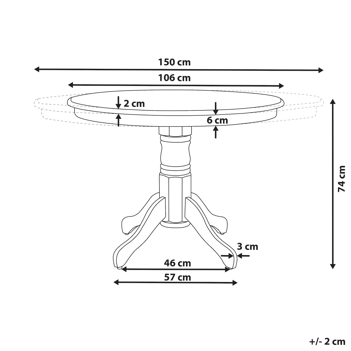 Stół do jadalni rozkładany AKRON Czarny 106/150 cm 106 cm