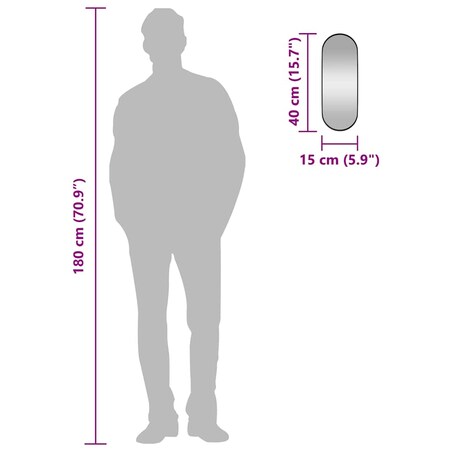 vidaXL Lustro ścienne, czarne, 15x40 cm, owalne