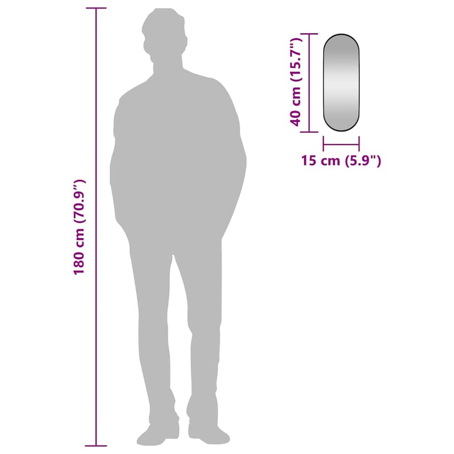 vidaXL Lustro ścienne, czarne, 15x40 cm, owalne